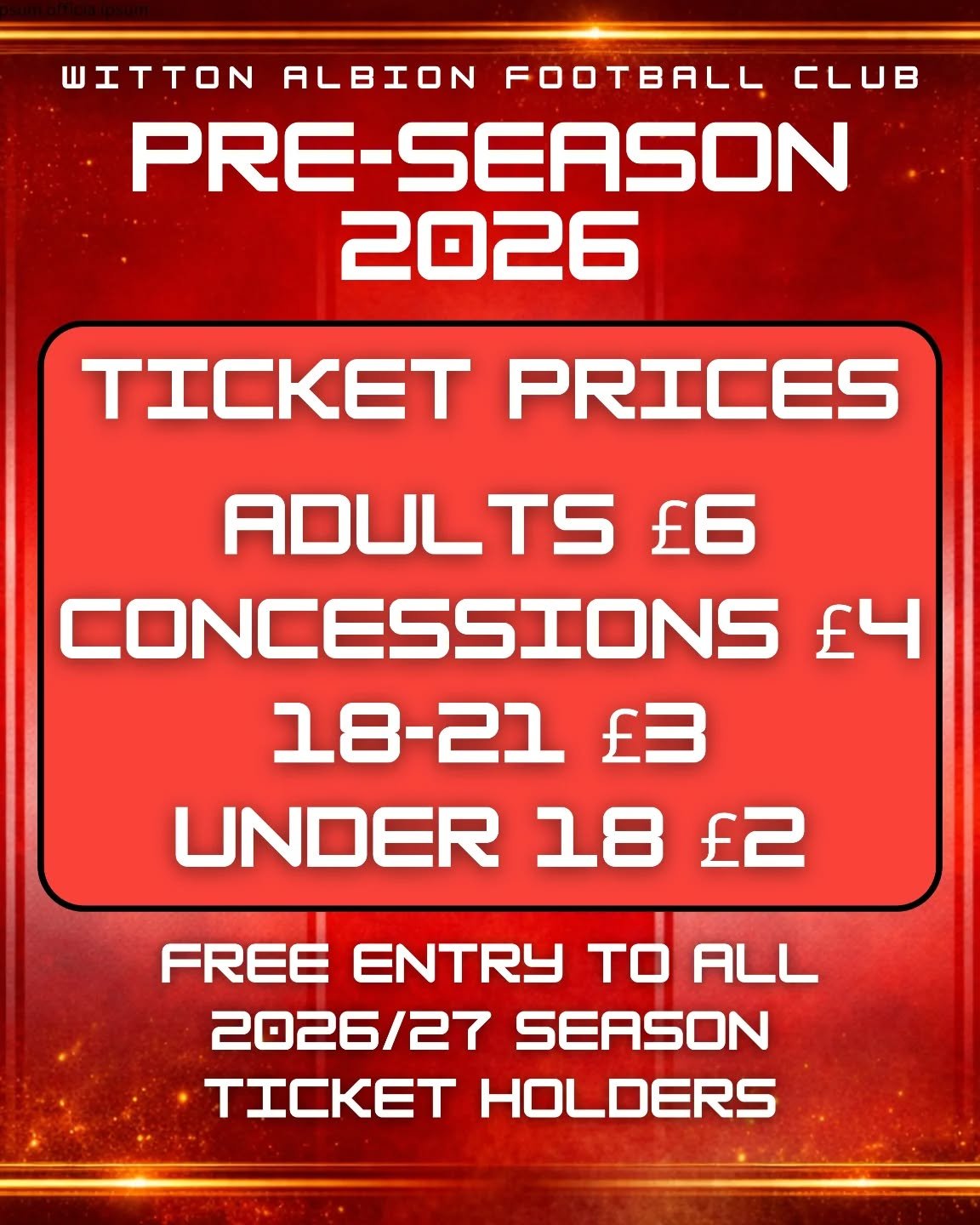 Pre-Season Ticket Prices