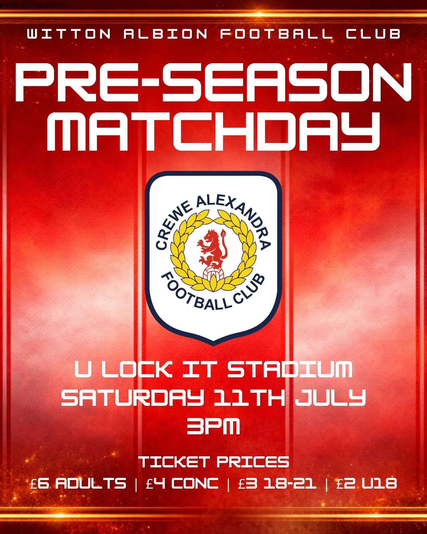 Albion v Crewe Alex (Pre Season Friendly)